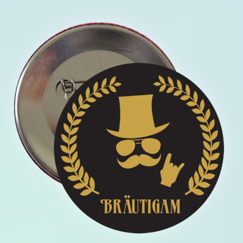 Männer-Button Bräutigam in Gold für den Junggesellenabschied