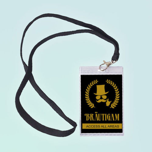 Männer Junggesellenabschied-Ausweis mit Bräutigam Motiv in Gold